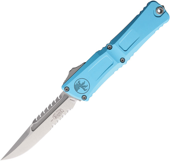 Microtech Automatic Combat Troodon Interceptor Gen III OTF Knife Turquoise Aluminum Serrated Blade 121711TQS