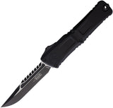 Microtech Automatic Combat Troodon Interceptor Gen III OTF Knife Black Aluminum Two-Tone Blade 12171TS