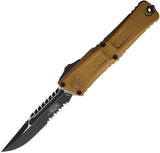 Microtech Automatic Combat Troodon Interceptor Gen III OTF Knife Tan Aluminum Serrated Blade 12172TAS