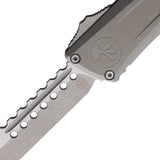 Microtech Automatic Combat Troodon Hellhound OTF Knife Natural Clear Gray Aluminum Apocalyptic Blade 121910APNCS