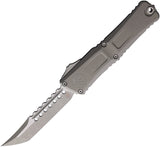 Microtech Automatic Combat Troodon Hellhound OTF Knife Natural Clear Gray Aluminum Apocalyptic Blade 121910APNCS