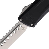Microtech Automatic Combat Troodon Hellhound OTF Knife Black Aluminum Stonewash Blade 121910S