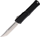 Microtech Automatic Combat Troodon Hellhound OTF Knife Black Aluminum Stonewash Blade 121910S