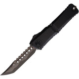 Microtech Automatic Combat Troodon Hellhound OTF Knife Black Aluminum Coppermal Damascus Blade 121916MS1