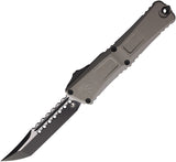 Microtech Automatic Combat Troodon Hellhound OTF Knife Natural Clear Gray Aluminum Two-Tone Blade 12191NCS