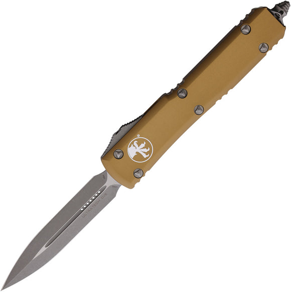 Microtech Automatic Ultratech OTF Knife Tan Aluminum Apocalyptic Double Edge Blade 12210APTA