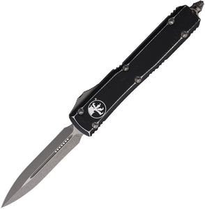 Microtech Automatic Ultratech OTF Knife Distressed Black Aluminum Apocalyptic Dagger Blade 12210DBK