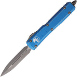 Microtech Automatic Ultratech OTF Knife Distressed Blue Aluminum Apocalyptic Dagger Blade 12210DBL