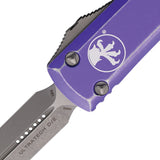 Microtech Automatic Ultratech OTF Knife Distressed Purple Aluminum Apocalyptic Dagger Blade 12210DPU