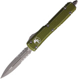 Microtech Automatic Ultratech OTF Knife Distressed OD Green Aluminum Apocalyptic Dagger Blade 12211DOD