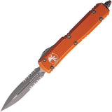 Microtech Automatic Ultratech OTF Knife Distressed Orange Aluminum Apocalyptic Dagger Blade 12211DOR