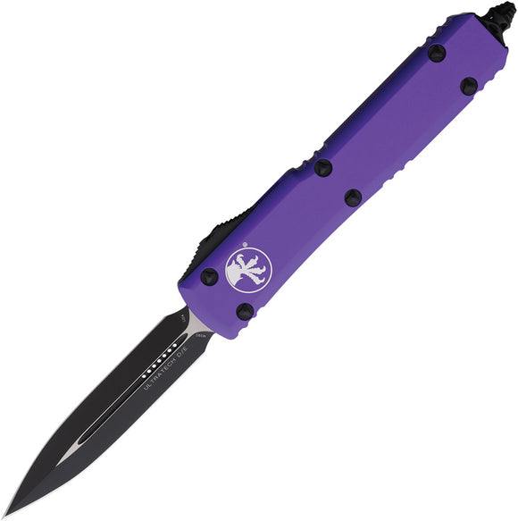 Microtech Automatic Ultratech OTF Knife Purple Aluminum Two-Tone Double Edge Blade 1221PU