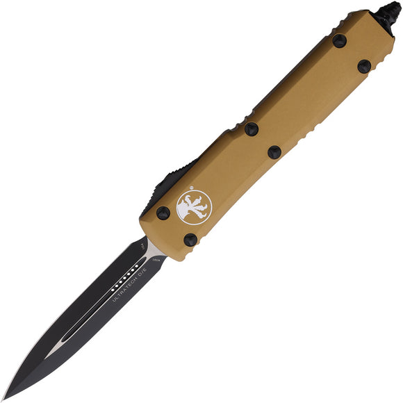 Microtech Automatic Ultratech OTF Knife Tan Aluminum Two-Tone Double Edge Blade 1221TA