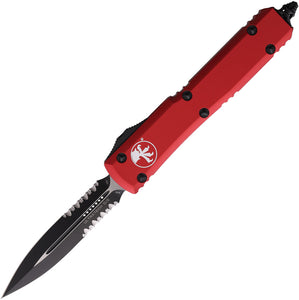 Microtech Automatic Ultratech OTF Knife Red Aluminum Serrated Double Edge Blade 1222RD