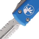 Microtech Automatic Ultratech OTF Knife Blue Aluminum Serrated Double Edge Blade 1225BL