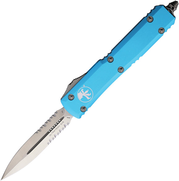 Microtech Automatic Ultratech OTF Knife Turquoise Aluminum Partially Serrated Dagger Blade 1225TQ