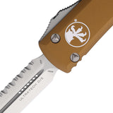 Microtech Automatic Ultratech OTF Knife Tan Aluminum Top Serrated Double Edge Blade 1226TA