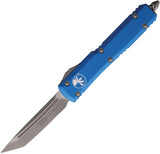 Microtech Automatic Ultratech OTF Knife Blue Aluminum Apocalyptic Tanto Blade 12310APBL