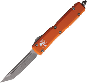 Microtech Automatic Ultratech OTF Knife Orange Aluminum Apocalyptic Tanto Blade 12310APOR