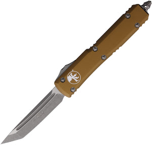 Microtech Automatic Ultratech OTF Knife Tan Aluminum Apocalyptic Tanto Blade 12310APTA