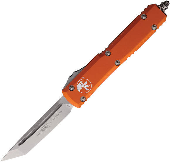 Microtech Automatic Ultratech OTF Knife Orange Aluminum Tanto Blade 12310OR