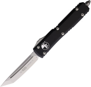 Microtech Automatic Ultratech OTF Knife Black Aluminum Stonewash Tanto Blade 12310