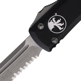 Microtech Automatic Ultratech OTF Knife Black Aluminum Apocalyptic Partially Serrated Tanto Blade 12311AP