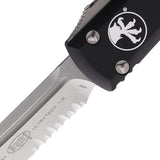 Microtech Automatic Ultratech OTF Knife Black Aluminum Partially Serrated Tanto Blade 12311