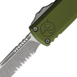 Microtech Automatic UTX-85 Gen IV OTF Knife OD Green Aluminum Apocalyptic Serrated Drop Pt Blade 1231411APOD