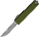 Microtech Automatic UTX-85 Gen IV OTF Knife OD Green Aluminum Apocalyptic Serrated Drop Pt Blade 1231411APOD