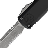 Microtech Automatic UTX-85 Gen IV OTF Knife Black Aluminum Apocalyptic Serrated Drop Pt Blade 1231411AP