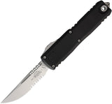 Microtech Automatic UTX-85 Gen IV OTF Knife Black Aluminum Stonewash Serrated Drop Pt Blade 1231411