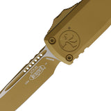Microtech Automatic UTX-85 Gen IV OTF Knife RAL-8000 Tan Aluminum Drop Pt Blade 123141CRA