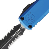 Microtech Automatic UTX-85 Gen IV OTF Knife Blue Aluminum Two-Tone Serrated Dagger Blade 123142BL