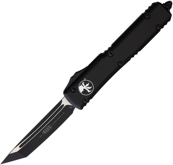 Microtech Automatic Ultratech OTF Knife Black Aluminum Black Tanto Blade 1231T