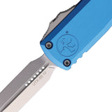 Microtech Automatic UTX-85 Gen IV OTF Knife Blue Aluminum Stonewash Dagger Blade 1232410BL