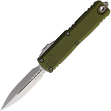 Microtech Automatic UTX-85 Gen IV OTF Knife OD Green Aluminum Stonewash Dagger Blade 1232410OD