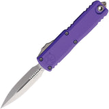 Microtech Automatic UTX-85 Gen IV OTF Knife Purple Aluminum Stonewash Dagger Blade 1232410PU