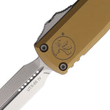Microtech Automatic UTX-85 Gen IV OTF Knife Tan Aluminum Stonewash Dagger Blade 1232410TA