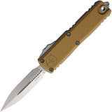 Microtech Automatic UTX-85 Gen IV OTF Knife Tan Aluminum Stonewash Dagger Blade 1232410TA