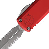 Microtech Automatic UTX-85 Gen IV OTF Knife Red Aluminum Apocalyptic Serrated Dagger Blade 1232411APRD