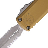 Microtech Automatic UTX-85 Gen IV OTF Knife Tan Aluminum Apocalyptic Serrated Dagger Blade 1232411APTA