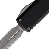 Microtech Automatic UTX-85 Gen IV OTF Knife Black Aluminum Apocalyptic Serrated Dagger Blade 1232411AP