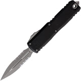 Microtech Automatic UTX-85 Gen IV OTF Knife Black Aluminum Apocalyptic Serrated Dagger Blade 1232411AP
