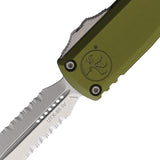 Microtech Automatic UTX-85 Gen IV OTF Knife OD Green Aluminum Stonewash Serrated Dagger Blade 1232411OD