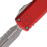 Microtech Automatic UTX-85 Gen IV OTF Knife Red Aluminum Apocalyptic Serrated Dagger Blade 1232412APRD