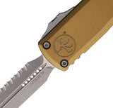 Microtech Automatic UTX-85 Gen IV OTF Knife Tan Aluminum Apocalyptic Serrated Dagger Blade 1232412APTA