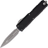 Microtech Automatic UTX-85 Gen IV OTF Knife Black Aluminum Apocalyptic Serrated Dagger Blade 1232412AP