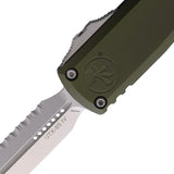 Microtech Automatic UTX-85 Gen IV OTF Knife OD Green Aluminum Stonewash Serrated Dagger Blade 1232412OD