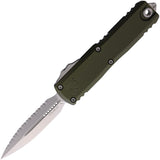 Microtech Automatic UTX-85 Gen IV OTF Knife OD Green Aluminum Stonewash Serrated Dagger Blade 1232412OD